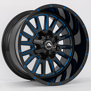 American Offroad A105 Gloss Black W/ Blue Milled Spokes