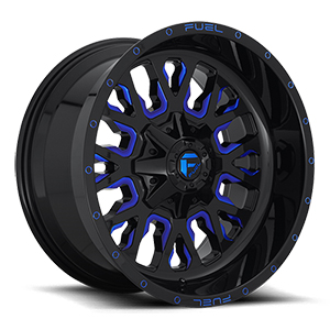 Fuel Stroke D645 Gloss Black W/ Blue Milled Spokes