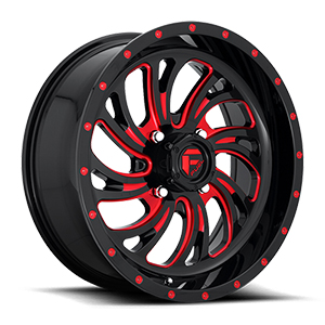 Fuel UTV Kompressor D642 Gloss Black W/ Red Milled Spokes