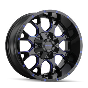 Mayhem Warrior 8015 Gloss Black W/ Blue Spokes