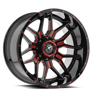 XF Offroad XF-222 Gloss Black Red Milled
