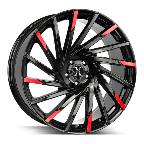 Strada X02 Gloss Black W/ Candy Red Milling
