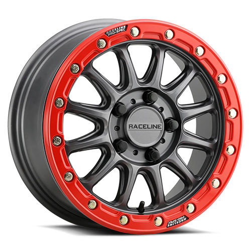 Raceline A14GR Alpha Gunmetal W/ Gloss Red Beadlock Ring