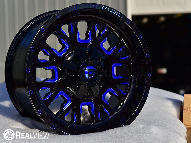 D645 Stroke 18x9 20 Gloss Black Blue Milled Wheels Rims 