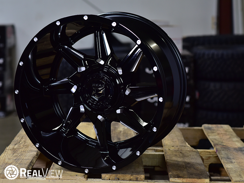 Gear 751bm 20x12 44 Gloss Black Milled Accents Wheels Rims 