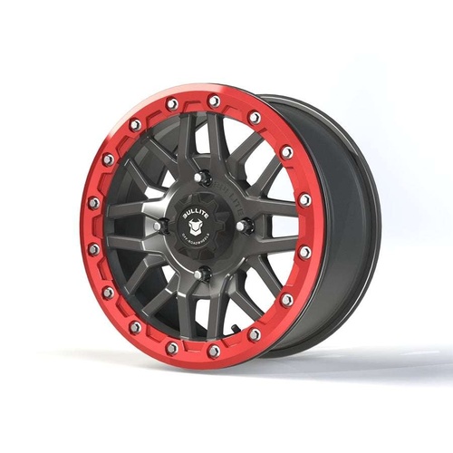 Bullite Bt-06 Gunmetal Gray W/ Bullite Red Beadlock - Part Number BT061507041561113 Bullite Bt-06 Gunmetal Gray W/ Bullite Red Beadlock Photo