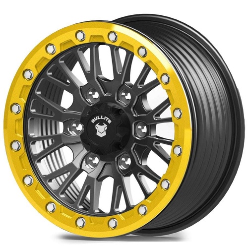 Bullite Pro-08 Satin Black W/ Neo Yellow Beadlock - Part Number BS081507061391227 Bullite Pro-08 Satin Black W/ Neo Yellow Beadlock Photo