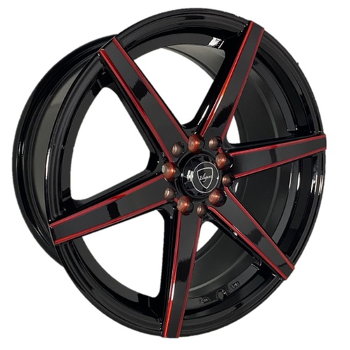 Elegance E002 Gloss Black W/ Candy Red Milled Accents - Part Number E002-17510035GBMLR Elegance E002 Gloss Black W/ Candy Red Milled Accents Photo