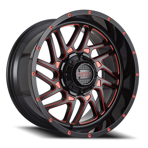 Impact Off-Road 808 Gloss Black W/ Red Milling - Part Number 808GBR-21066-12 Impact Off-Road 808 Gloss Black W/ Red Milling Photo