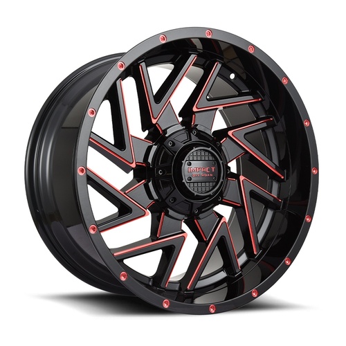 Impact Off-Road 809 Gloss Black W/ Red Milling - Part Number 809GBR-21066-12 Impact Off-Road 809 Gloss Black W/ Red Milling Photo