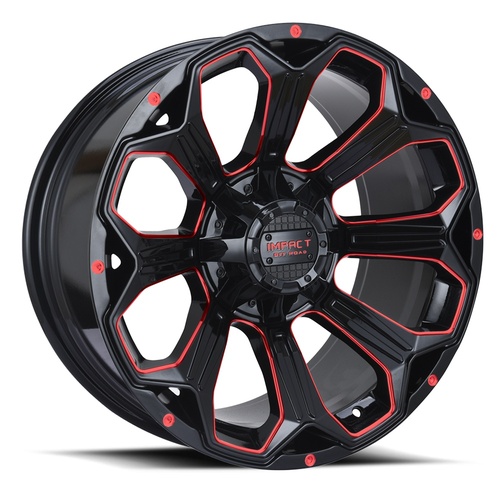 Impact Off-Road 817 Gloss Black W/ Red Milling Photo