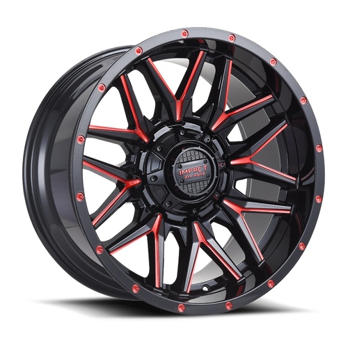 Impact Off-Road 819 Gloss Black W/ Red Milling Photo