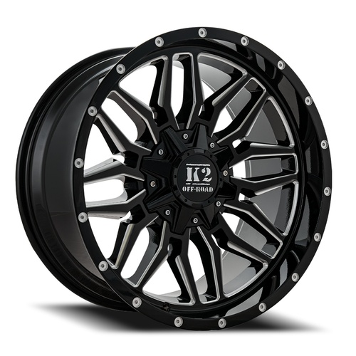 K2 Rage K16 Gloss Black Milled - Part Number K16209655135-12GBML K2 Rage K16 Gloss Black Milled Photo
