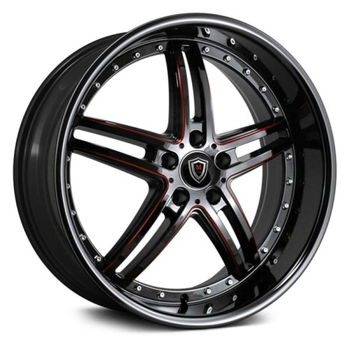 Marquee Wheels M5329 Black W/ Red Milling - Part Number 5329209512025BRMD Marquee Wheels M5329 Black W/ Red Milling Photo