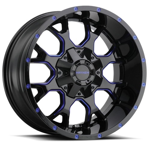Mayhem Warrior 8015 Gloss Black W/ Blue Spokes - Part Number 8015-2970BTB Mayhem Warrior 8015 Gloss Black W/ Blue Spokes Photo