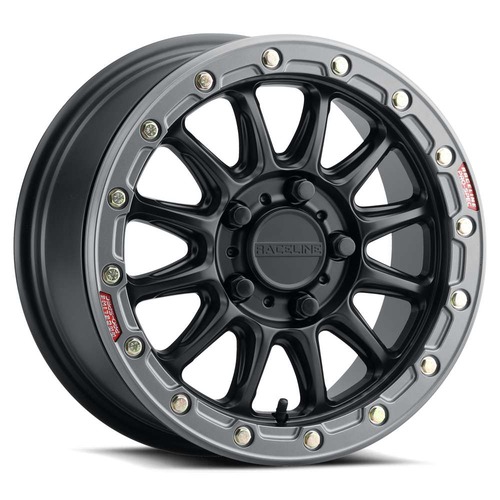 Raceline Utv A14BG Alpha Satin Black W/ Gunmetal Beadlock Ring - Part Number A14BG-77012+40 Raceline Utv A14BG Alpha Satin Black W/ Gunmetal Beadlock Ring Photo