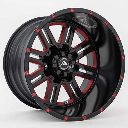 American Offroad A106 Gloss Black W/ Red Milled Spokes - Part Number A10622A2870-44BMI-Red American Offroad A106 Gloss Black W/ Red Milled Spokes Photo