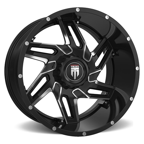 American Truxx Spurs AT186 Black W/ Milled Spokes - Part Number AT186-241452M American Truxx Spurs AT186 Black W/ Milled Spokes Photo