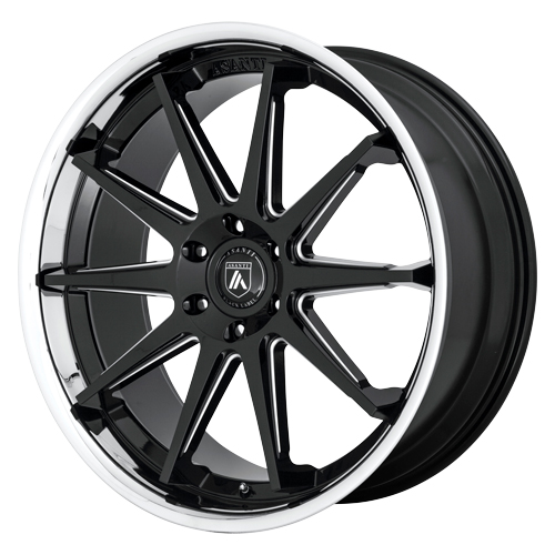 Asanti Black Label ABL-29 Gloss Black Milled W/ Chrome Lip - Part Number ABL29-24106230BK Asanti Black Label ABL-29 Gloss Black Milled W/ Chrome Lip Photo