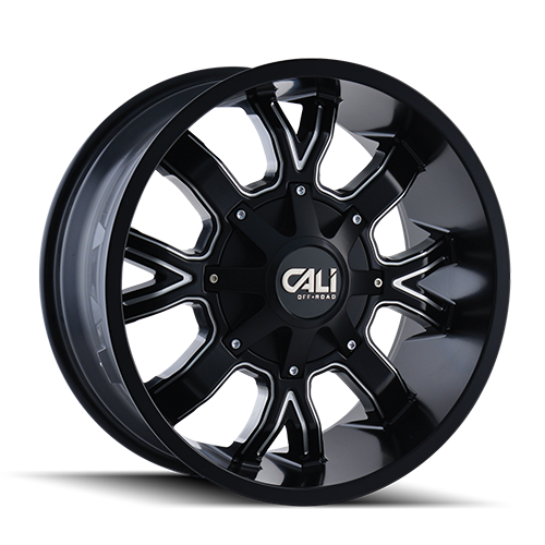 Cali Offroad Dirty 9104 Satin Black W/ Milled Spokes - Part Number 9104-22476M Cali Offroad Dirty 9104 Satin Black W/ Milled Spokes Photo