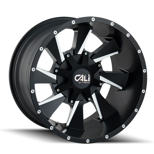 Cali Offroad Distorted 9106 Satin Black W/ Milled Spokes - Part Number 9106-2237M Cali Offroad Distorted 9106 Satin Black W/ Milled Spokes Photo