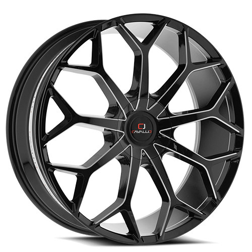 Cavallo CLV-22 Gloss Black W/ Milled Spokes - Part Number CLV-22208561351397+15MW Cavallo CLV-22 Gloss Black W/ Milled Spokes Photo