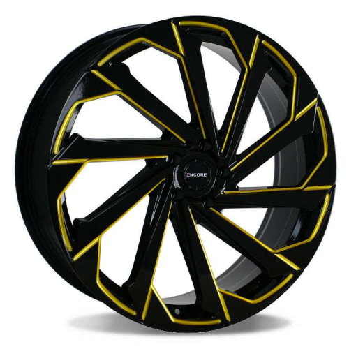 Encore Alloys Enc106 Gloss Black w/ Gold Milling