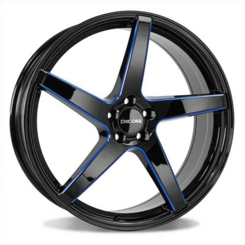 Encore Alloys Enc148 Gloss Black W/ Blue Milling