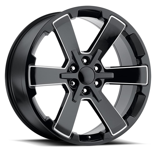 Factory Reproductions FR 45 GMC Dual Six Star Gloss Black W/ Ball Milled Accents - Part Number 45290246513 Factory Reproductions FR 45 GMC Dual Six Star Gloss Black W/ Ball Milled Accents Photo