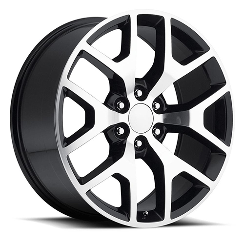 Factory Reproductions FR 44 GMC Sierra Gloss Black W/ Machined Face - Part Number 44090276507 Factory Reproductions FR 44 GMC Sierra Gloss Black W/ Machined Face Photo