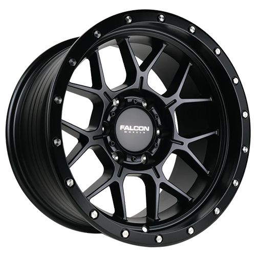 Falcon Wheels TX Titan Matte Black W/ Matte Black Ring - Part Number TX-7983-12-MBK Falcon Wheels TX Titan Matte Black W/ Matte Black Ring Photo