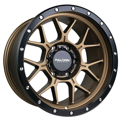 Falcon Wheels TX Titan Matte Bronze W/ Matte Black Ring - Part Number TX-7983-12-MBR Falcon Wheels TX Titan Matte Bronze W/ Matte Black Ring Photo