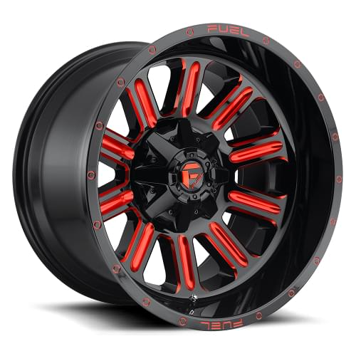 Fuel Offroad Hardline D620 Black W/ Red Milled Spokes - Part Number D62120001747 Fuel Offroad Hardline D620 Black W/ Red Milled Spokes Photo