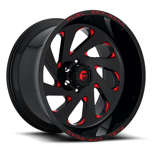 Fuel Offroad Vortex D638 Gloss Black W/ Red Milled Spokes - Part Number D63820001747 Fuel Offroad Vortex D638 Gloss Black W/ Red Milled Spokes Photo