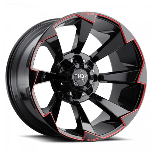Luxxx HD Offroad LHD-16 Gloss Black With Red Milling - Part Number LHD162098165170-12K-A3 Luxxx HD Offroad LHD-16 Gloss Black With Red Milling Photo