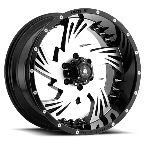 Luxxx HD Offroad LHD-7 Gloss Black Machined With Chrome Spike Rivets - Part Number LHD720106139-18G-A2-11 Luxxx HD Offroad LHD-7 Gloss Black Machined With Chrome Spike Rivets Photo