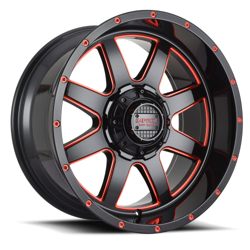 Impact Off-Road 804 Gloss Black w/ Red Milling - Part Number 804GBR-21053-12 Impact Off-Road 804 Gloss Black w/ Red Milling Photo