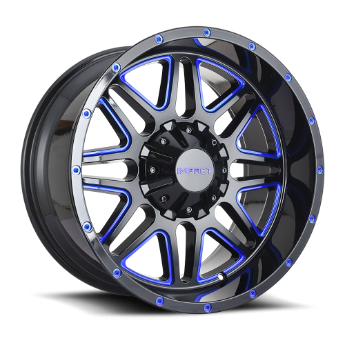 Impact Off-Road 806 Gloss Black w/ Blue Milling - Part Number 806GBB-21066-12 Impact Off-Road 806 Gloss Black w/ Blue Milling Photo