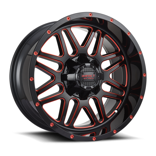Impact Off-Road 806 Gloss Black w/ Red Milling - Part Number 806GBR-21066-12 Impact Off-Road 806 Gloss Black w/ Red Milling Photo