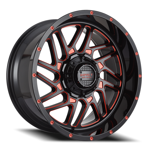 Impact Off-Road 808 Gloss Black w/ Red Milling - Part Number 808GBR-221281-44 Impact Off-Road 808 Gloss Black w/ Red Milling Photo
