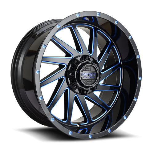 Impact Off-Road 811 Gloss Black w/ Blue Milling - Part Number 811GBB-79054-12 Impact Off-Road 811 Gloss Black w/ Blue Milling Photo