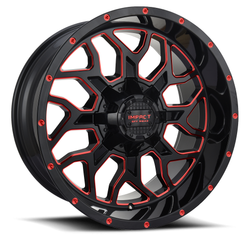 Impact Off-Road 813 Gloss Black w/ Red Milling - Part Number 813GBR-201266-44 Impact Off-Road 813 Gloss Black w/ Red Milling Photo