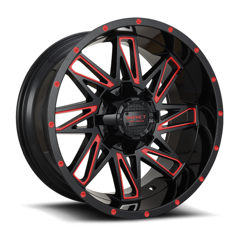 Impact Off-Road 814 Gloss Black w/ Red Milling - Part Number 814GBR-21056-12 Impact Off-Road 814 Gloss Black w/ Red Milling Photo