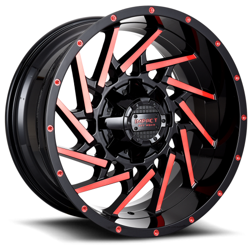 Impact Off-Road 816 Gloss Black Candy Red Milled Photo