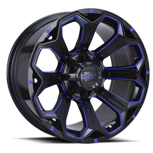 Impact Off-Road 817 Gloss Black w/ Blue Milling - Part Number 817GBB-221066-12 Impact Off-Road 817 Gloss Black w/ Blue Milling Photo