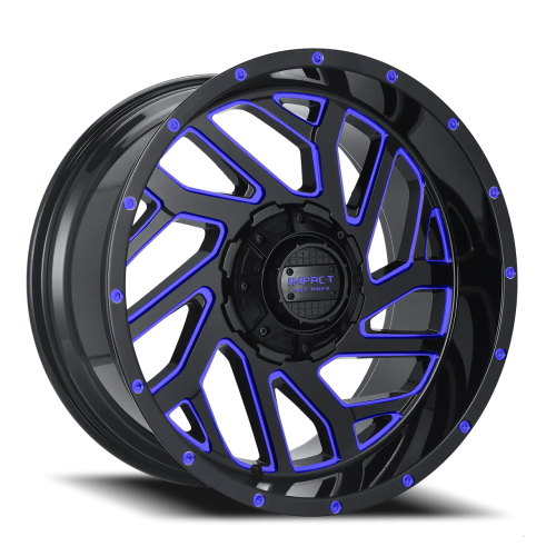 Impact Off-Road 823 Gloss Black w/ Blue Milling - Part Number 823GBB-21066-12 Impact Off-Road 823 Gloss Black w/ Blue Milling Photo