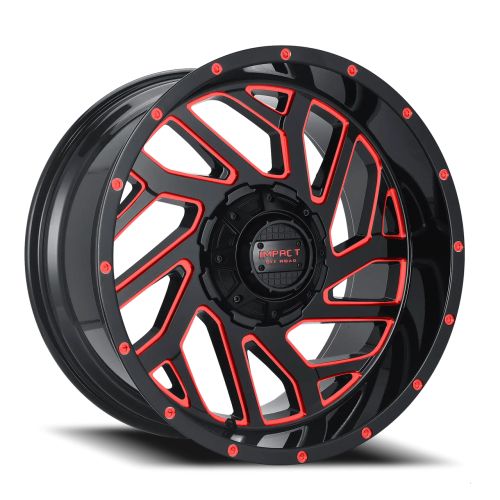 Impact Off-Road 823 Gloss Black w/ Red Milling Photo