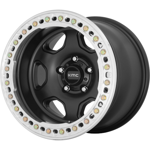 KMC KM223 Hex Satin Black W/ Machined Lip - Part Number KM23321050748N KMC KM223 Hex Satin Black W/ Machined Lip Photo