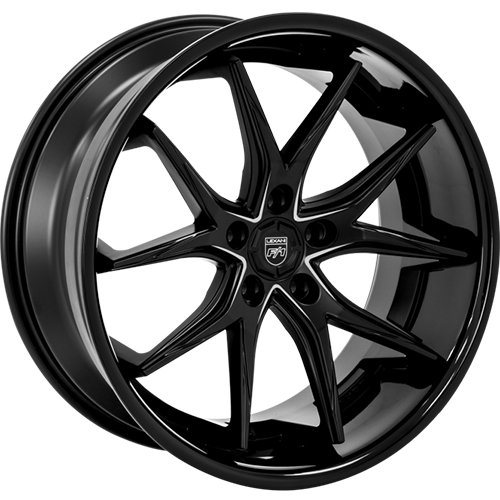Lexani R12 Gloss Black W/ Milled Grooves - Part Number R12-2210-31-25BG-1 Lexani R12 Gloss Black W/ Milled Grooves Photo