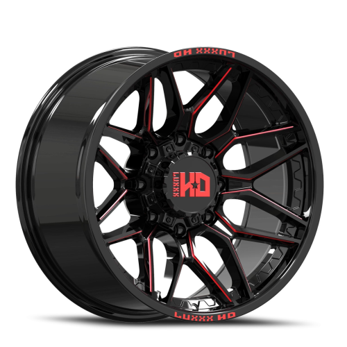 Luxxx Hd Lhd36 Gloss Black Red Milled - Part Number LHD36201061351397-19G-A3 Luxxx Hd Lhd36 Gloss Black Red Milled Photo